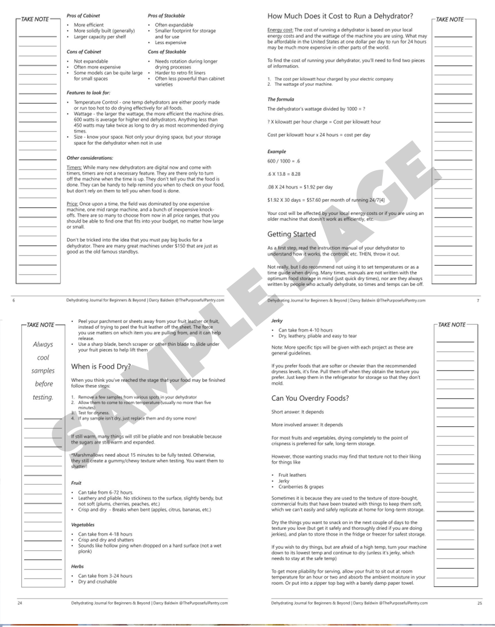 A sample of the Dehydrating Basics & Journal Ebook by The Purposeful Pantry with a sample of a sample of a sample of a sample of a.