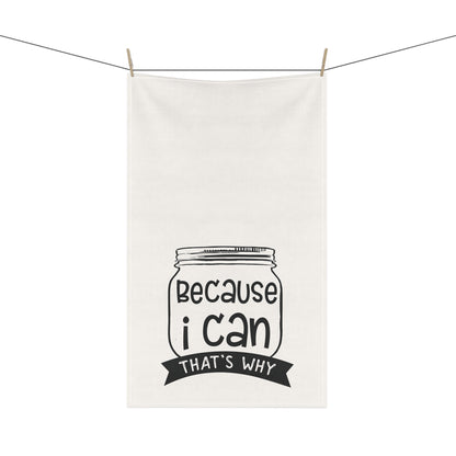 The Purposeful Pantry's "Because I Can, That's Why - Kitchen Tea Towels" feature a canning jar design and witty text—perfect for any food preservationist.