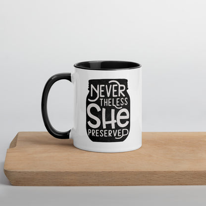A Neverthless She Preserved Mug with Color Inside from The Purposeful Pantry.