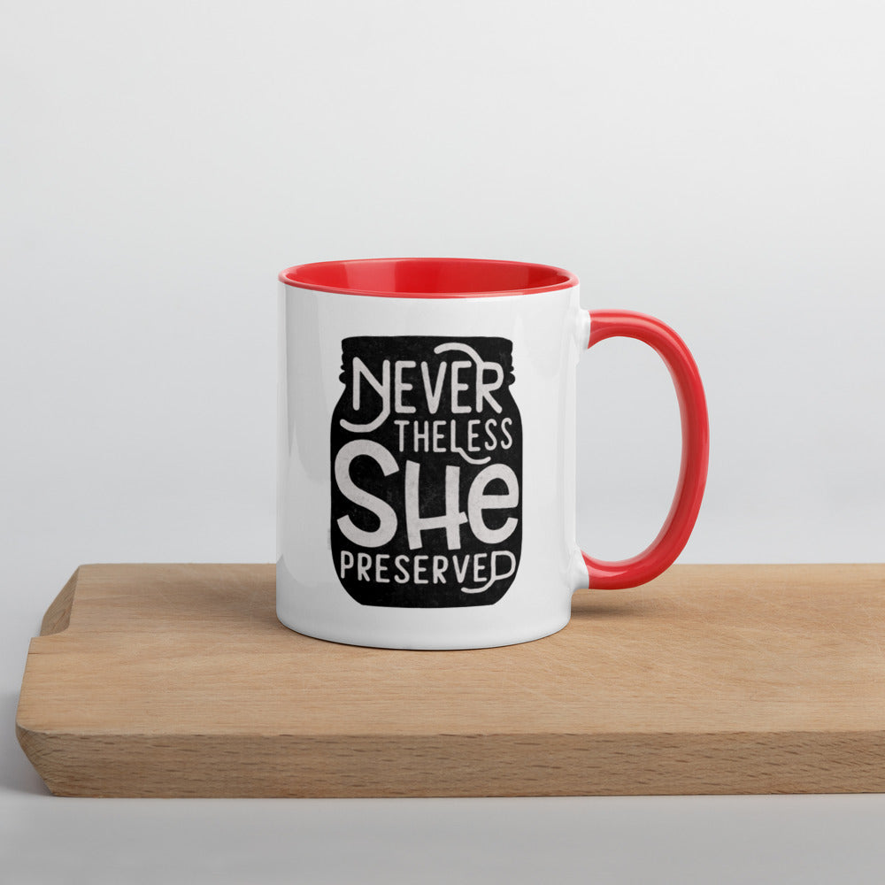 A Neverthless She Preserved Mug with Color Inside from The Purposeful Pantry